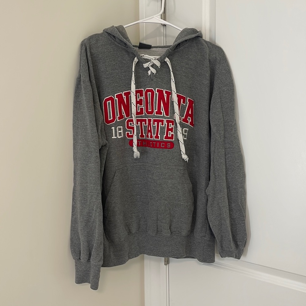 SUNY Oneonta Lace Up Pull Over Hoodie